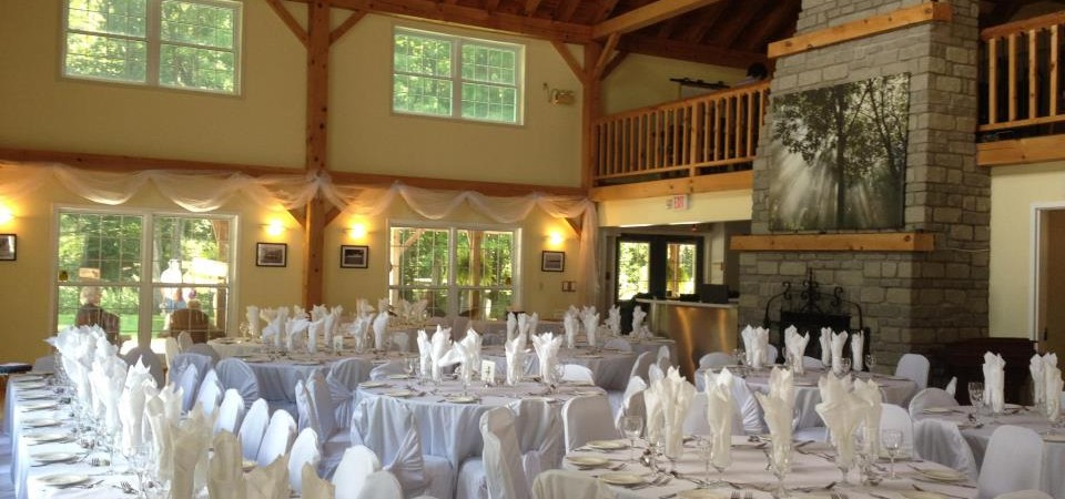 Timber House Great Hall setup for a wedding reception.
